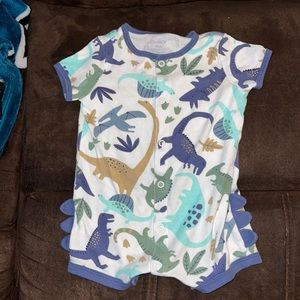 Dino button up romper
